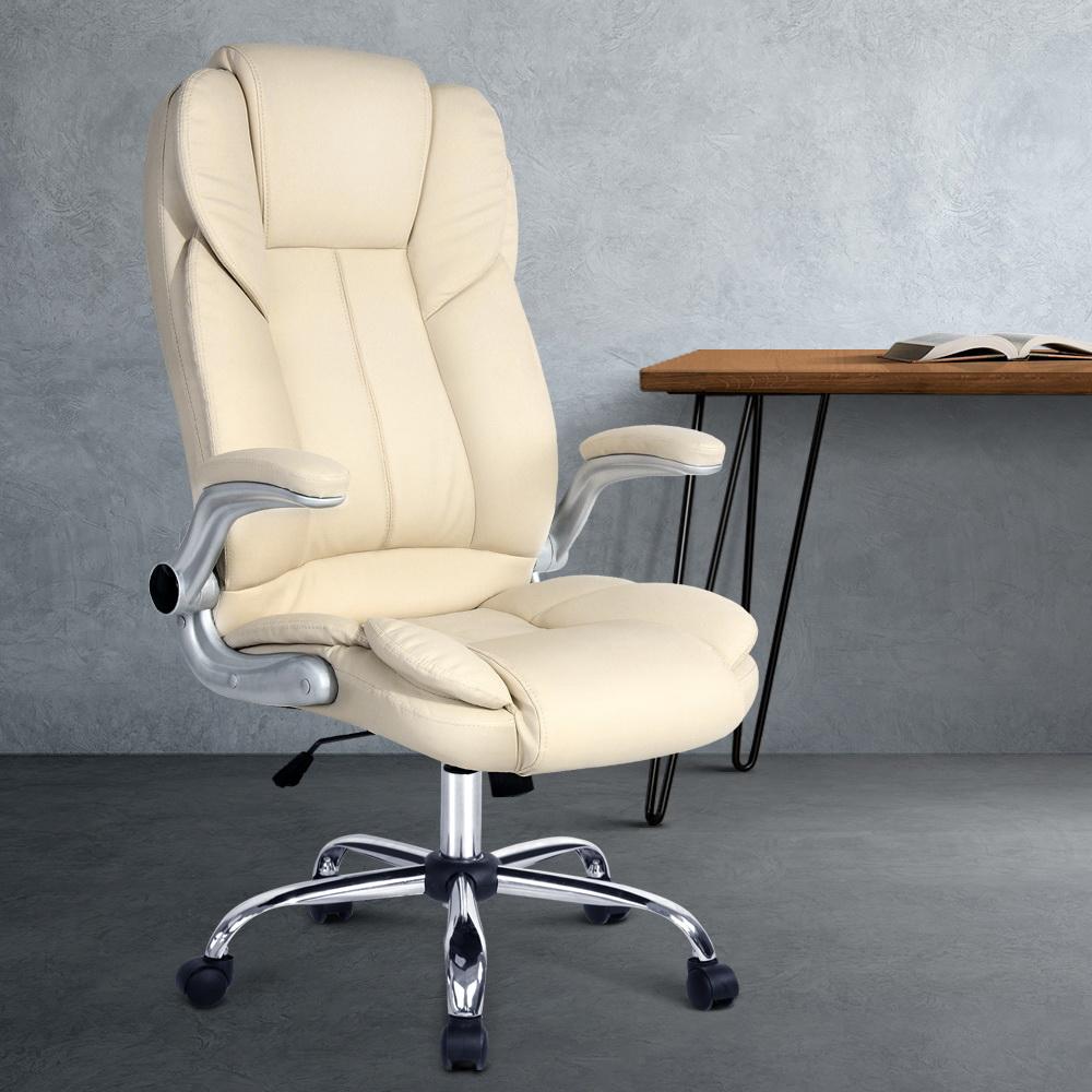 Artiss Kea Executive Office Chair Leather Beige