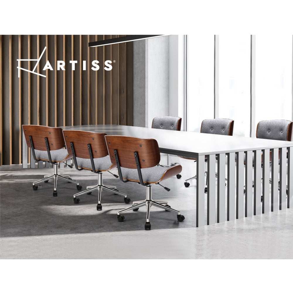 Artiss Wooden Fabric Office Chair Grey