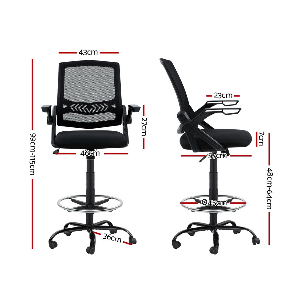 Artiss Office  Veer Drafting Stool Mesh Chairs Black
