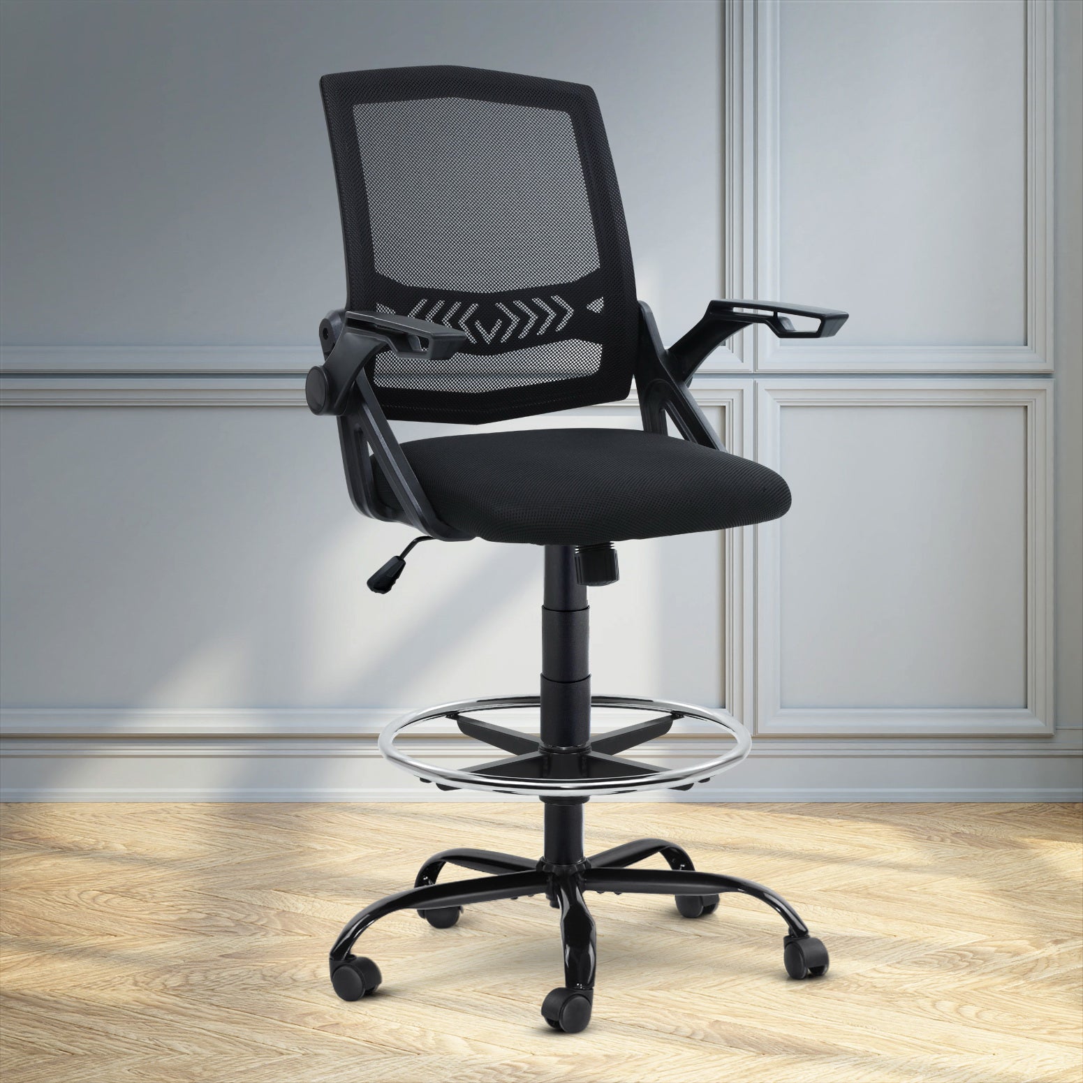Artiss Office  Veer Drafting Stool Mesh Chairs Black