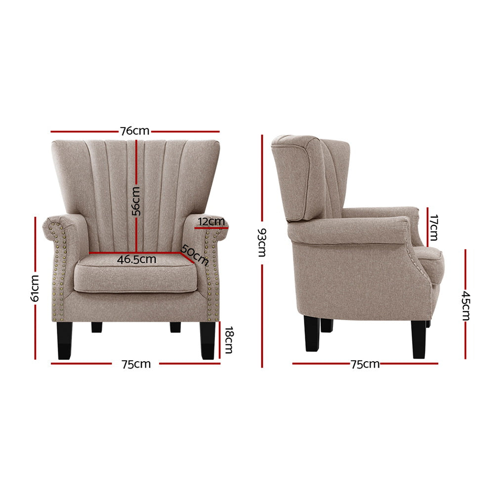 Artiss Armchair Lounge Chair Accent Chairs Armchairs Fabric Single Sofa Beige