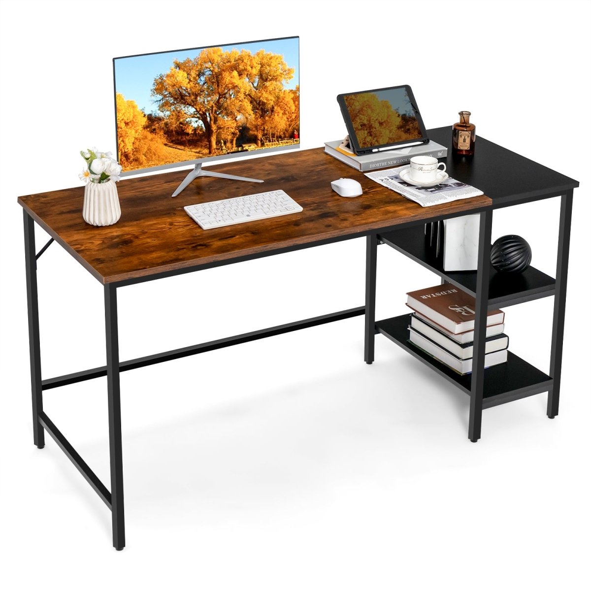 1.4m Computer Table Desk Book Storage Student Study Home Office Workst ...