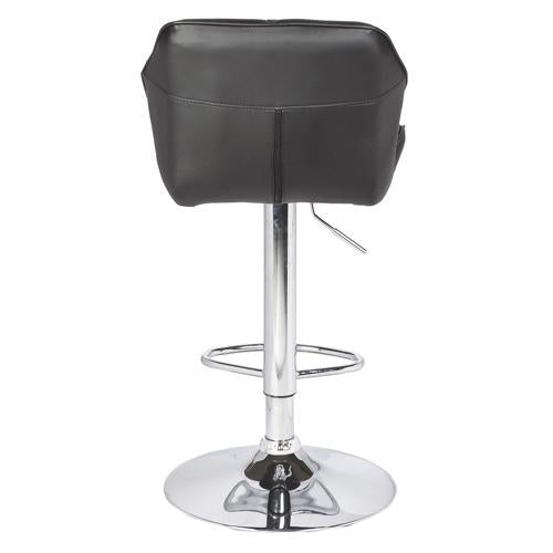 2 Black Bar Stools Faux Leather Mid High Back Adjustable Crome Base Gas Lift Swivel Chairs