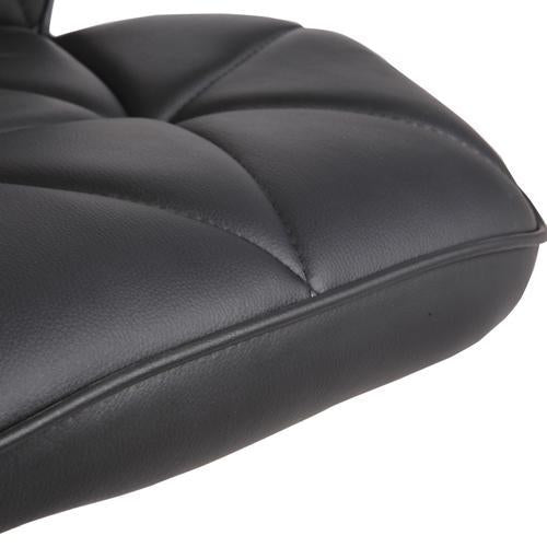 2 Black Bar Stools Faux Leather Mid High Back Adjustable Crome Base Gas Lift Swivel Chairs
