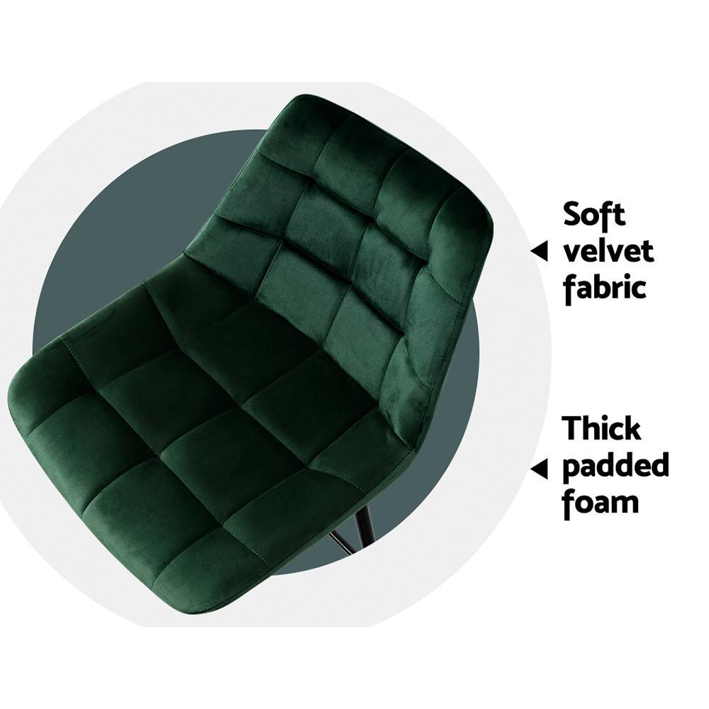 Artiss Set of 2 Velvet Bar Stools - Green