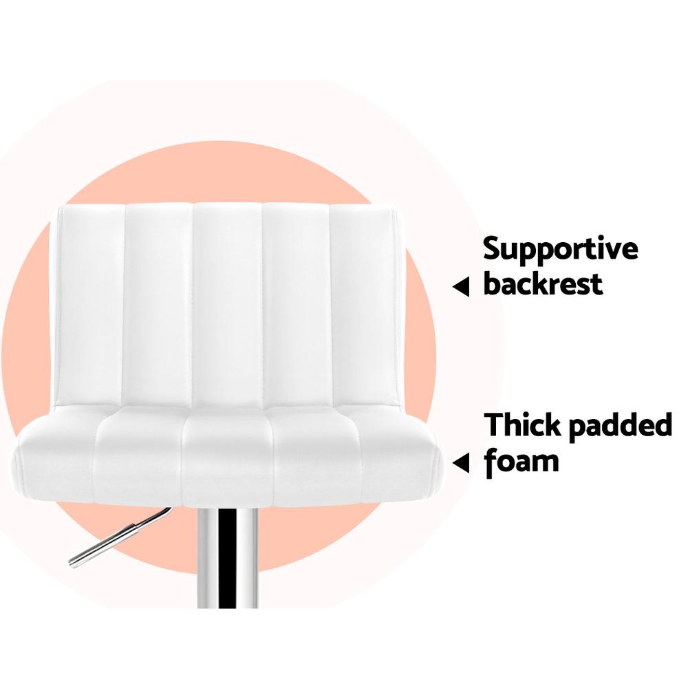 Artiss Set of 4 Line Style PU Leather Bar Stools - White