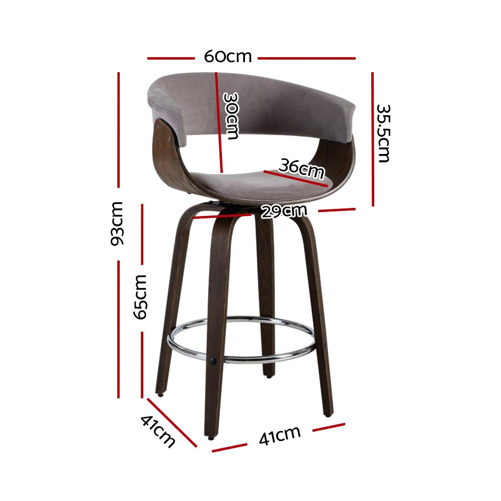 Artiss Swivel PU Leather Bar Stool - Wood and Grey