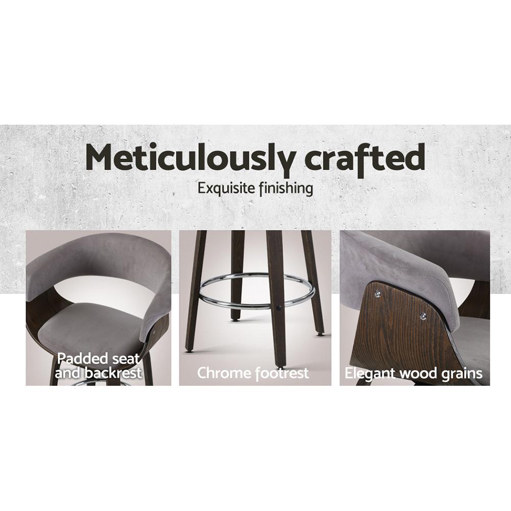 Artiss Swivel PU Leather Bar Stool - Wood and Grey