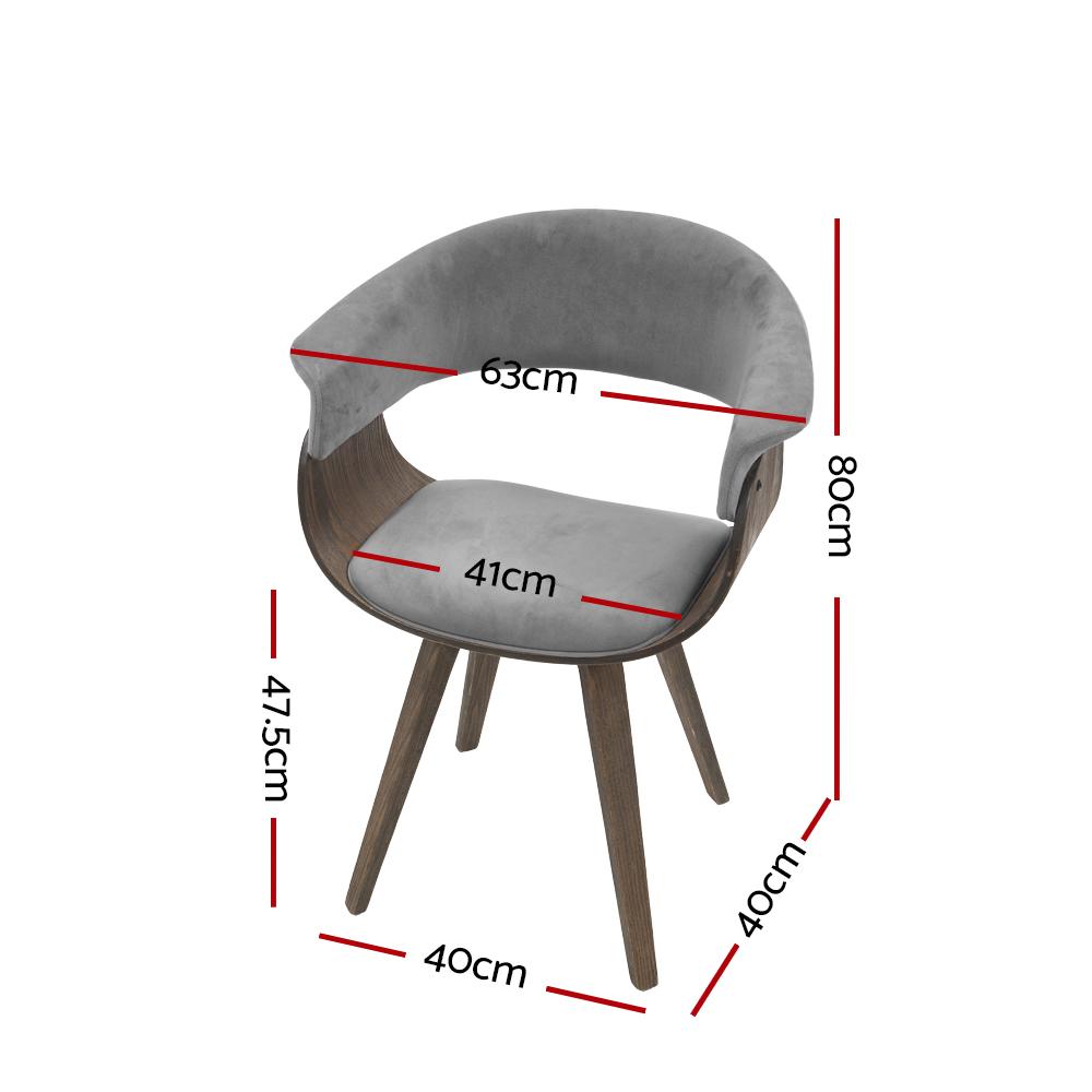 Artiss Bentwood Velvet Fabric Timber Wood Retro Grey Chairs
