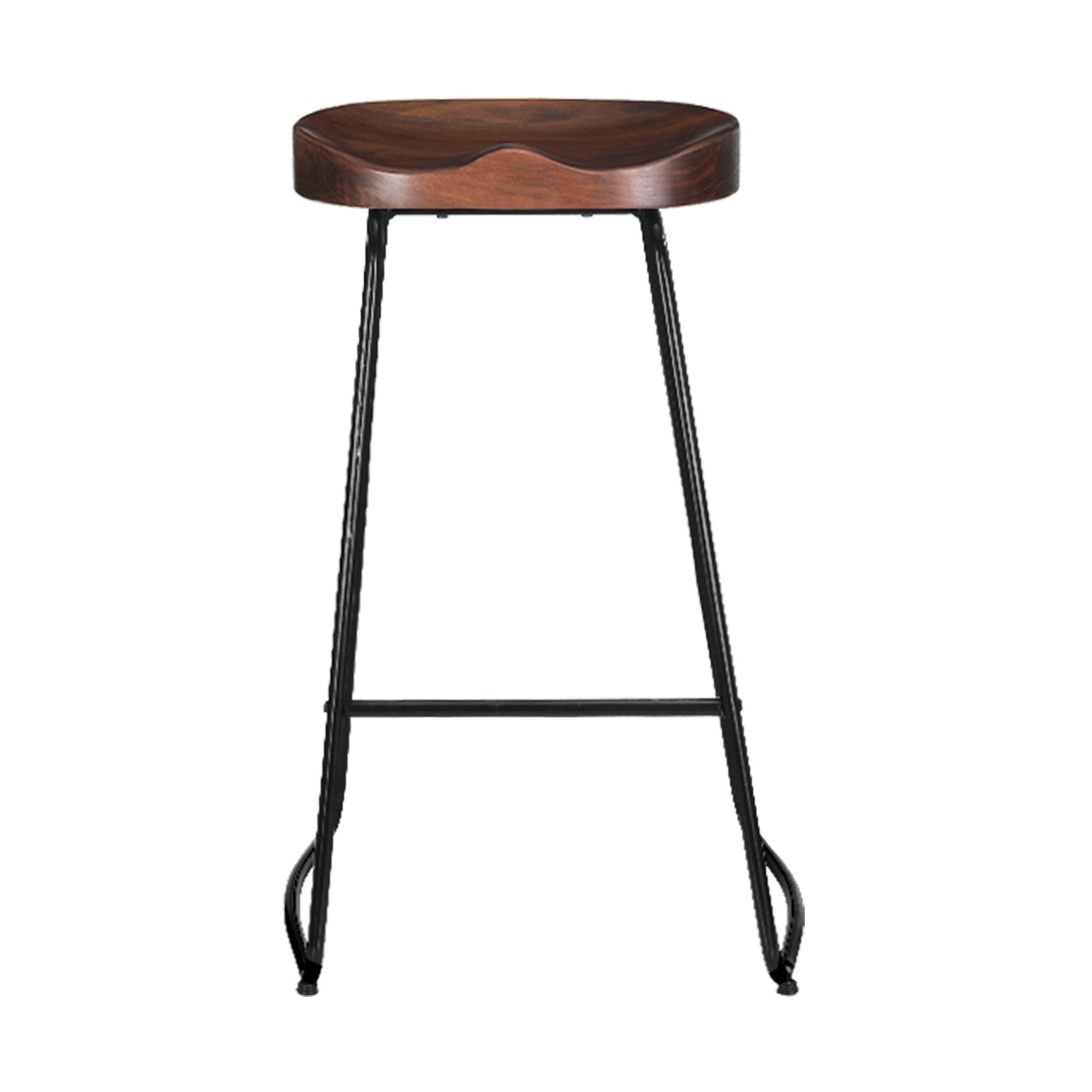 Artiss Set of 2 Backless Elm Wood Bar Stools 75cm - Black