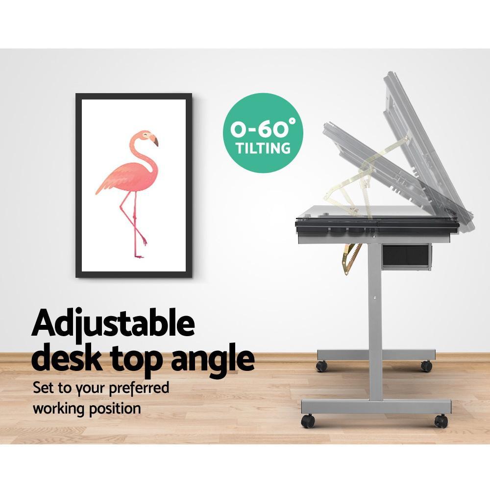 Artiss Glass Craft Adjustable Drawing Desk Grey