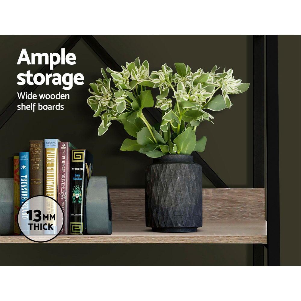 Artiss 3 Tier Metal Oak Bookshelf