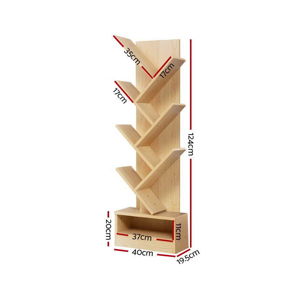 Artiss 7-Shelf Tree Bookshelf Rack Natural