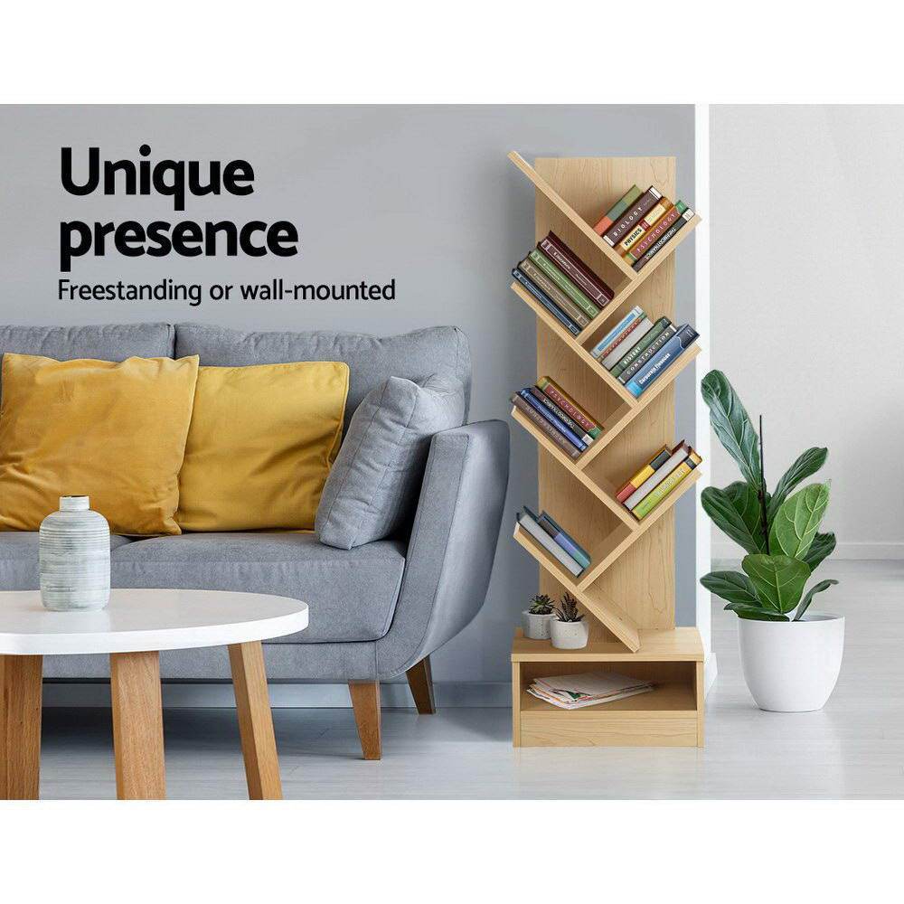 Artiss 7-Shelf Tree Bookshelf Rack Natural