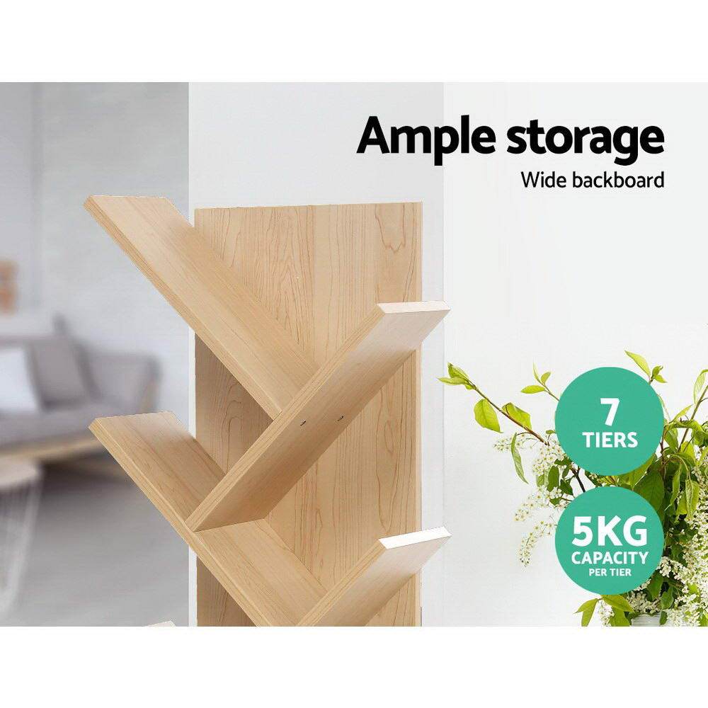Artiss 7-Shelf Tree Bookshelf Rack Natural