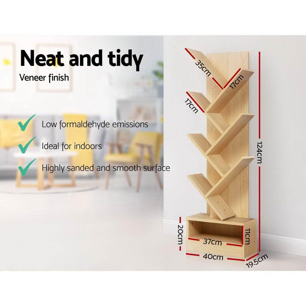 Artiss 7-Shelf Tree Bookshelf Rack Natural