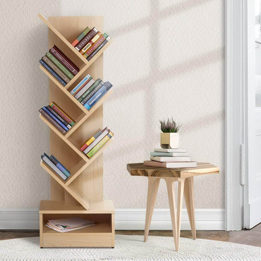 Artiss 7-Shelf Tree Bookshelf Rack Natural
