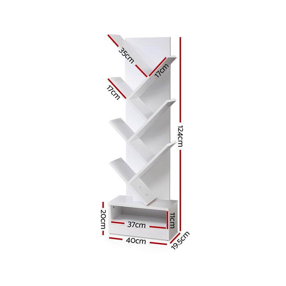 Artiss 7-Shelf Tree Bookshelf Storage Rack White