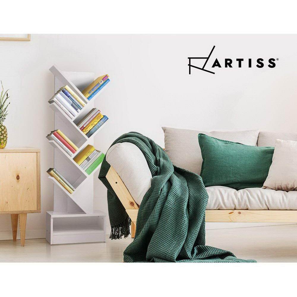 Artiss 7-Shelf Tree Bookshelf Storage Rack White