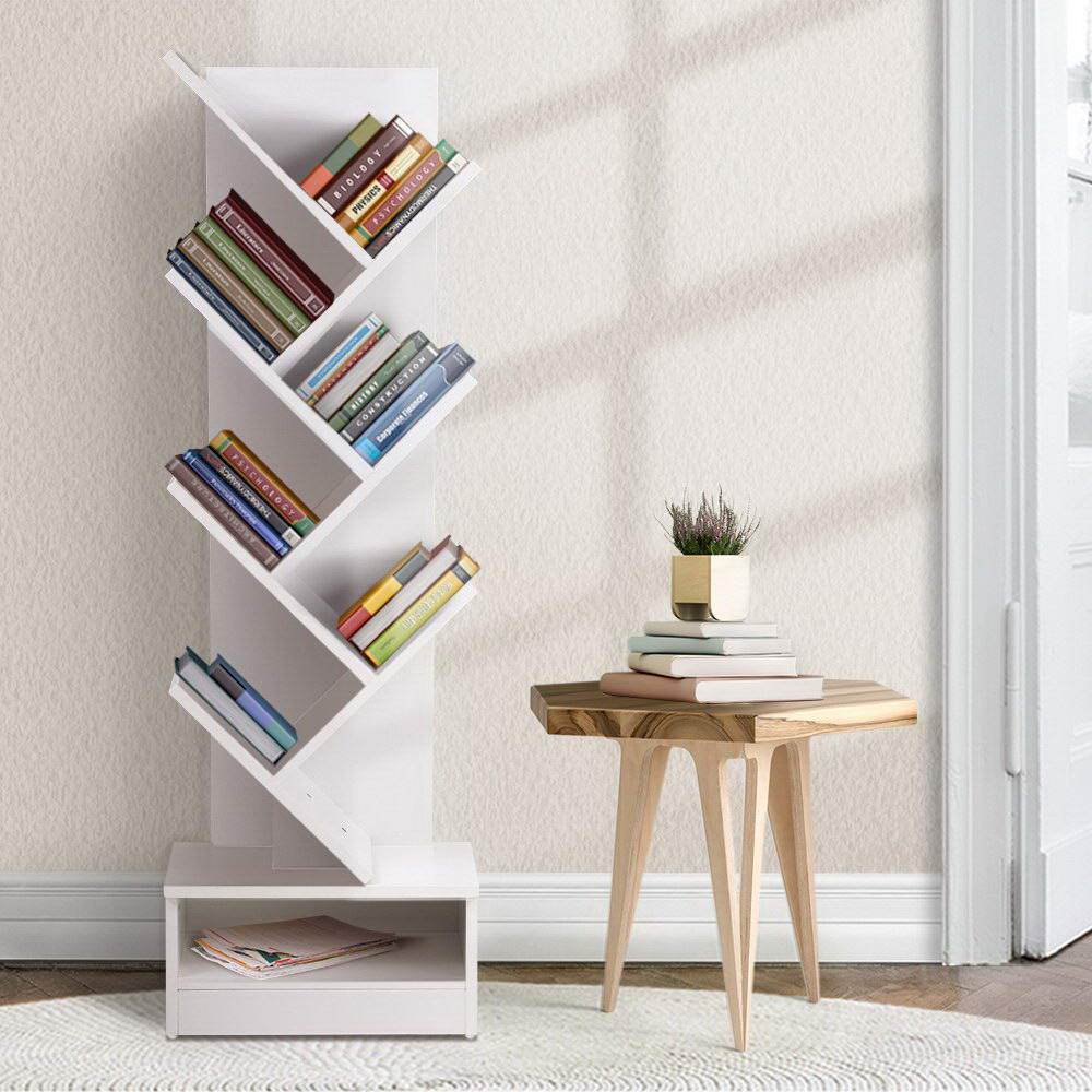 Artiss 7-Shelf Tree Bookshelf Storage Rack White