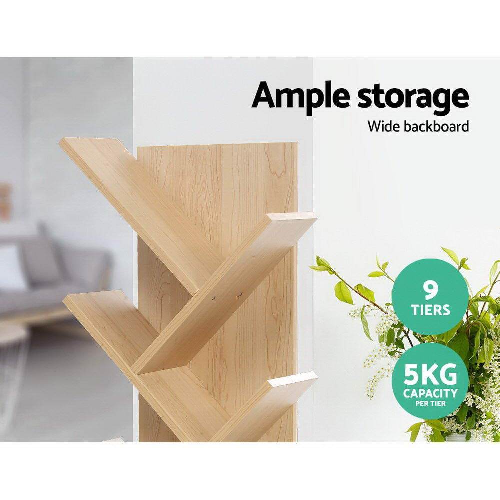 Artiss 9-Shelf Tree Book Storage Rack Natural