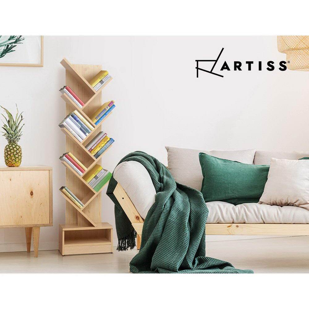 Artiss 9-Shelf Tree Book Storage Rack Natural