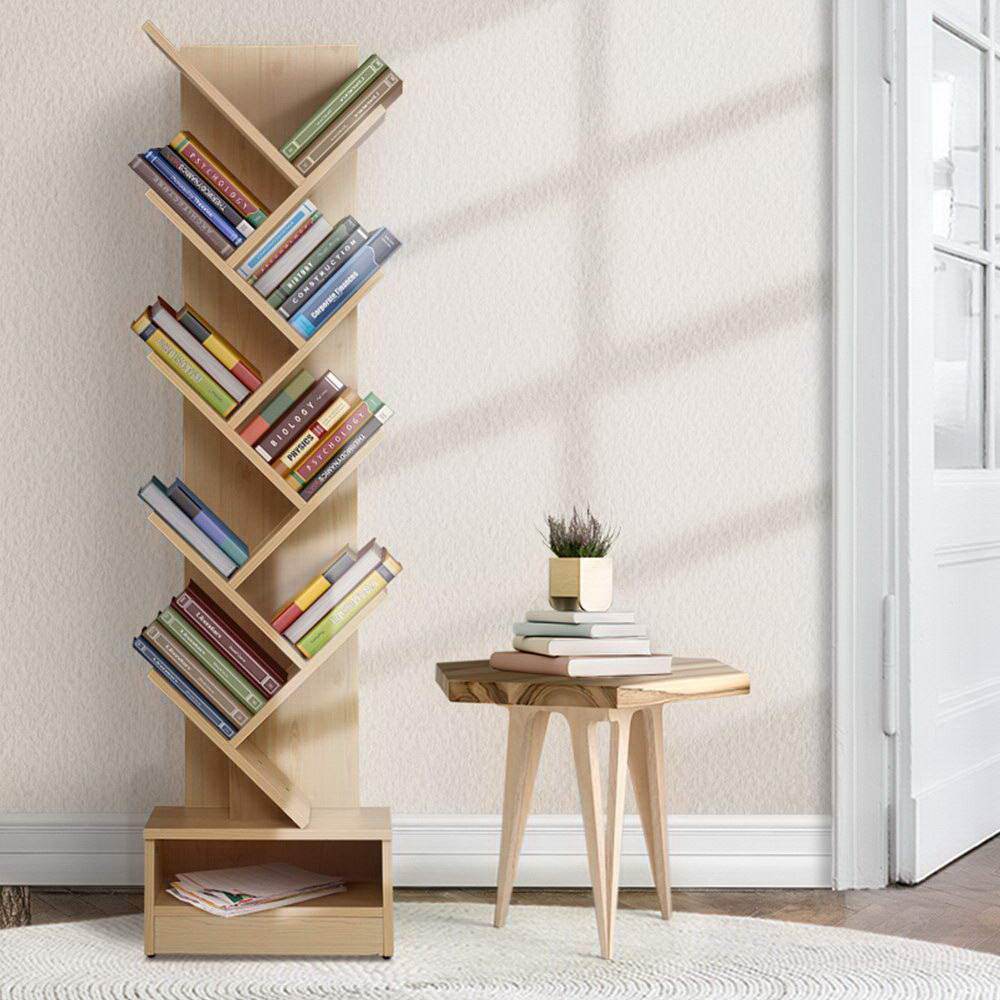 Artiss 9-Shelf Tree Book Storage Rack Natural