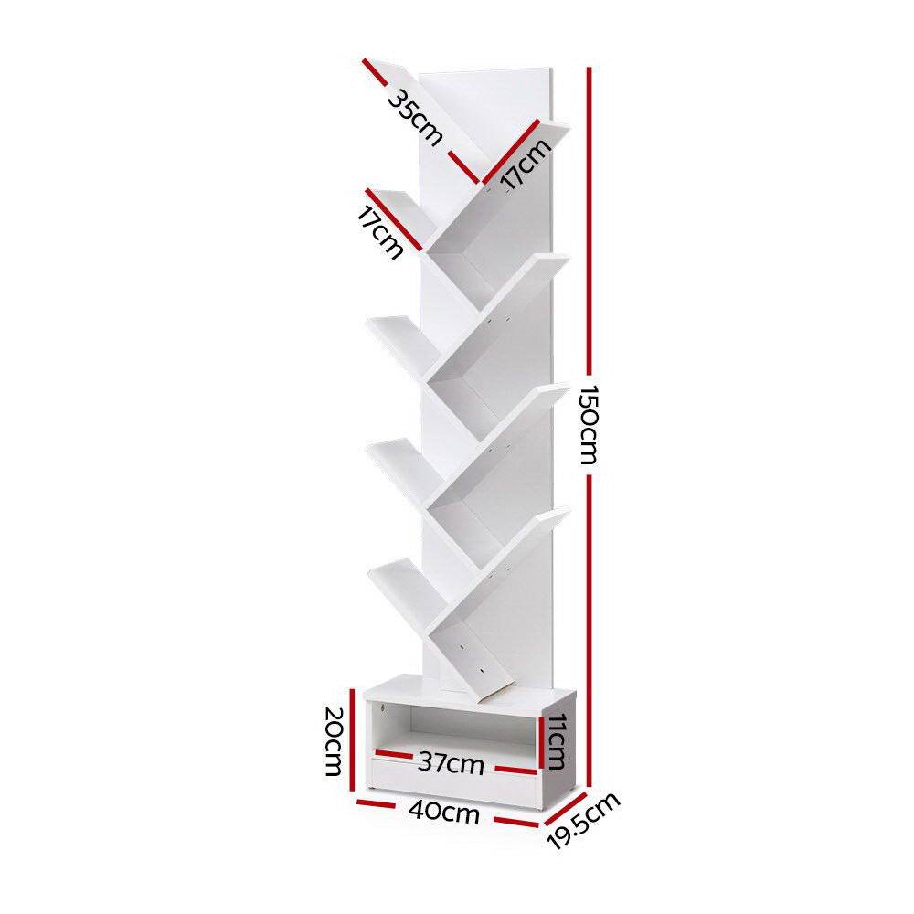 Artiss 9-Shelf Tree Book Storage Rack White