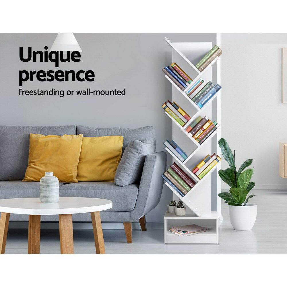 Artiss 9-Shelf Tree Book Storage Rack White