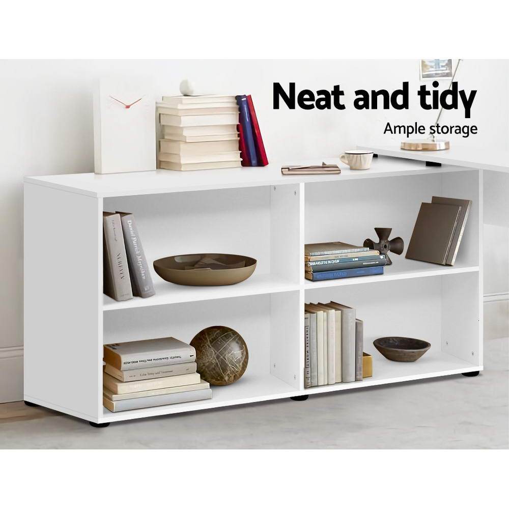 Artiss Corner Study Table Workstation With Bookcase Storage White