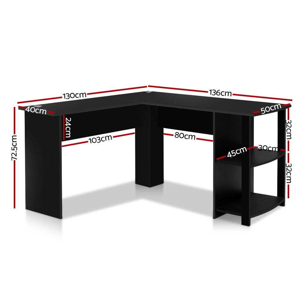 Artiss L Shape Corner Student Office Computer Workstatiion Black