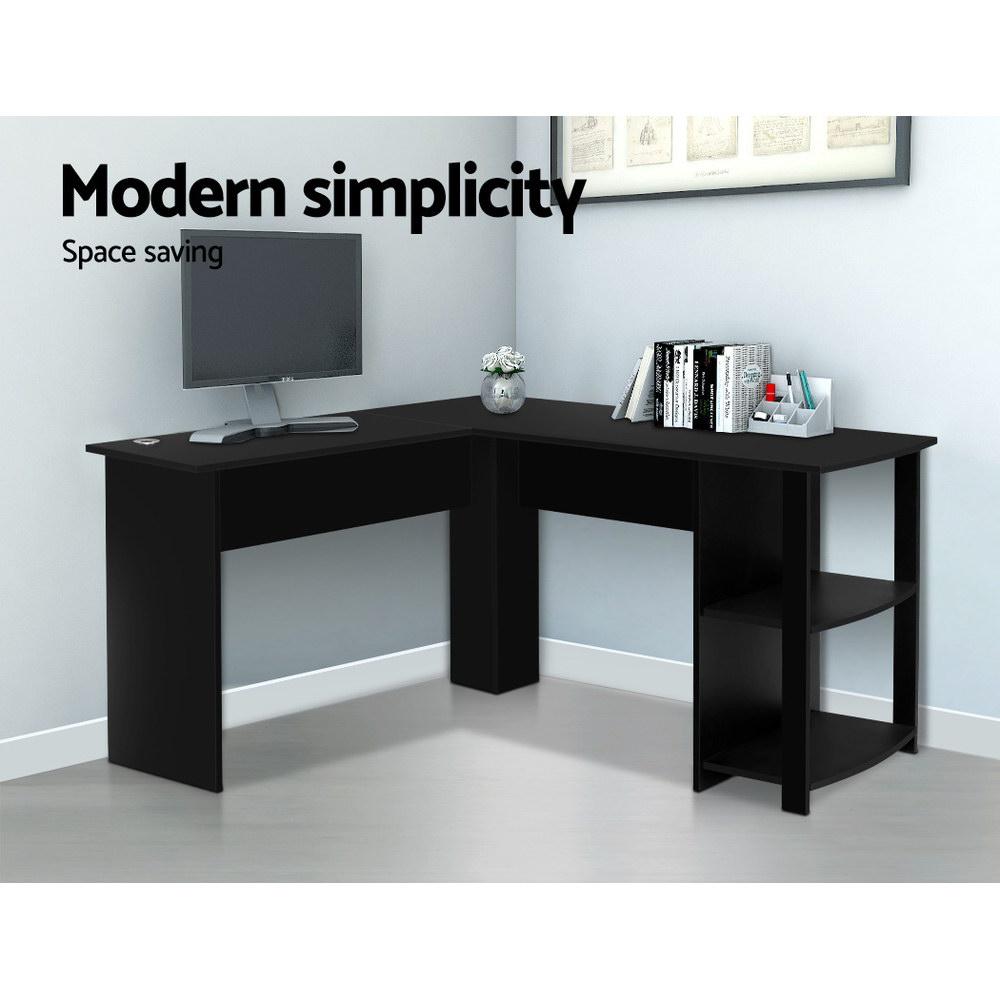 Artiss L Shape Corner Student Office Computer Workstatiion Black