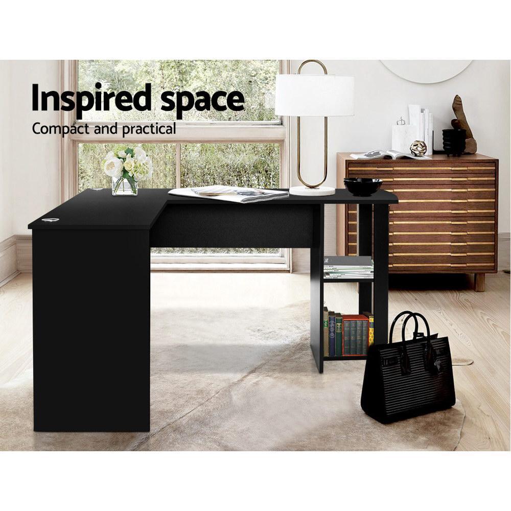 Artiss L Shape Corner Student Office Computer Workstatiion Black