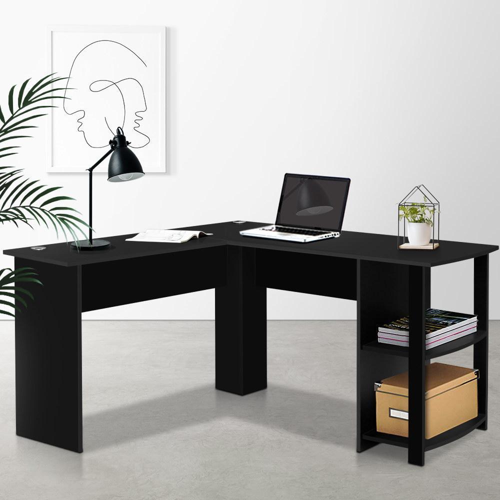 Artiss L Shape Corner Student Office Computer Workstatiion Black