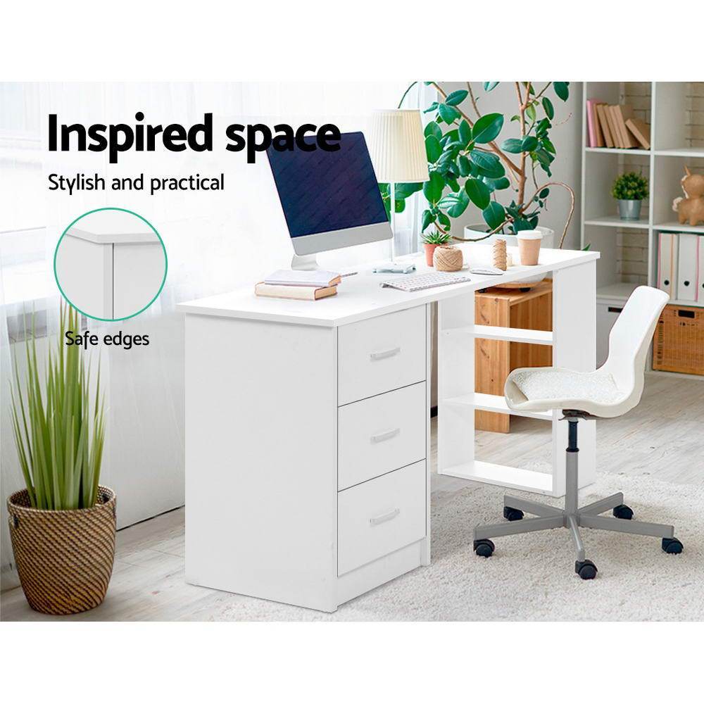 Artiss 3 Drawer Student Computer Workstation 120cm White