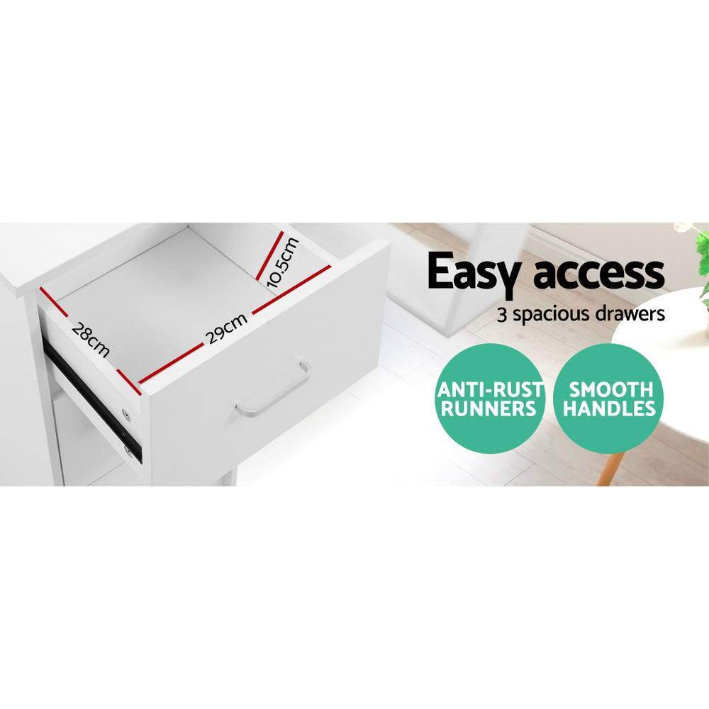 Artiss 3 Drawer Student Computer Workstation 120cm White