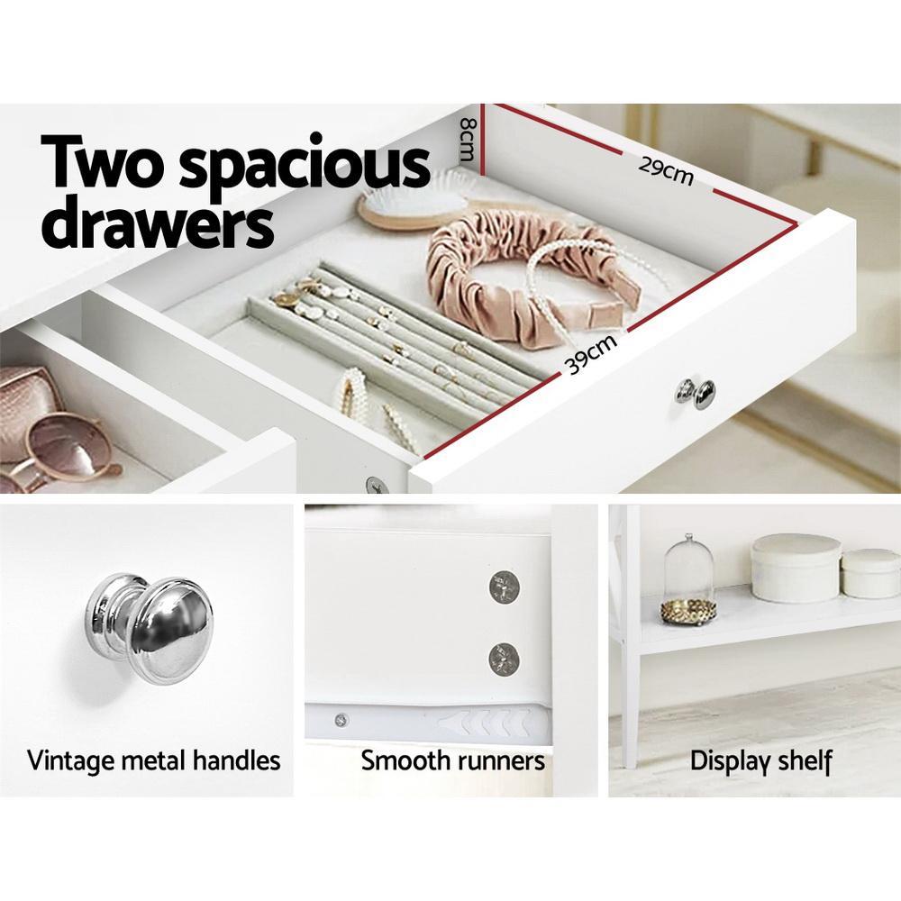 Artiss 2 Drawer White Side Table