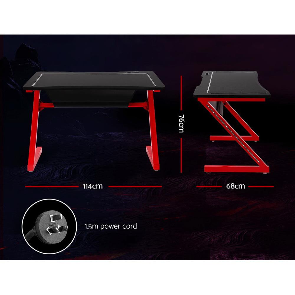 Artiss Carbon Fiber Gaming RGB LED Desk