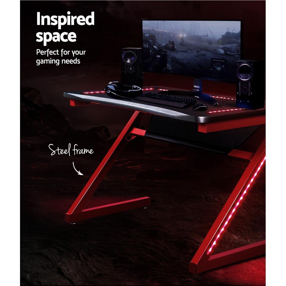 Artiss Carbon Fiber Gaming RGB LED Desk