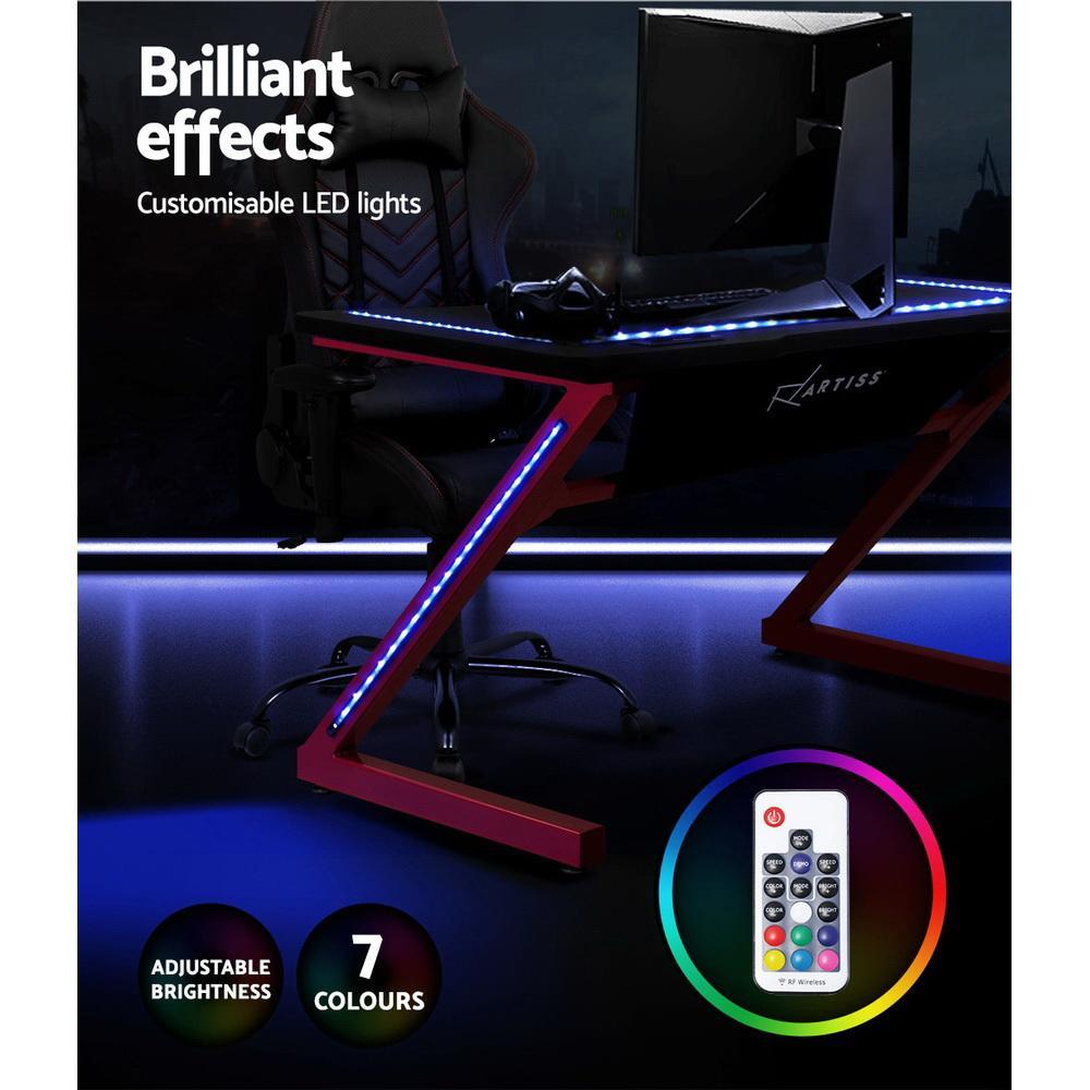 Artiss Carbon Fiber Gaming RGB LED Desk