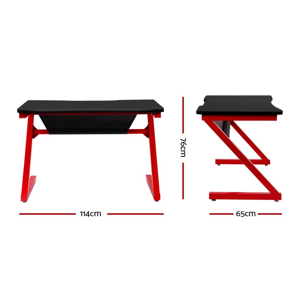 Artiss Carbon Fiber Computer Racer Desks Black Red