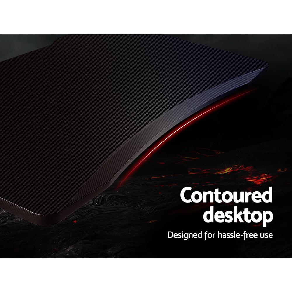 Artiss Carbon Fiber Computer Racer Desks Black Red