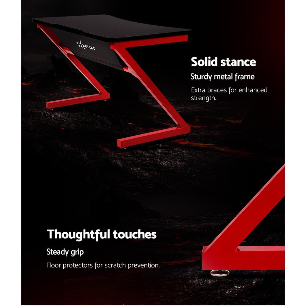 Artiss Carbon Fiber Computer Racer Desks Black Red