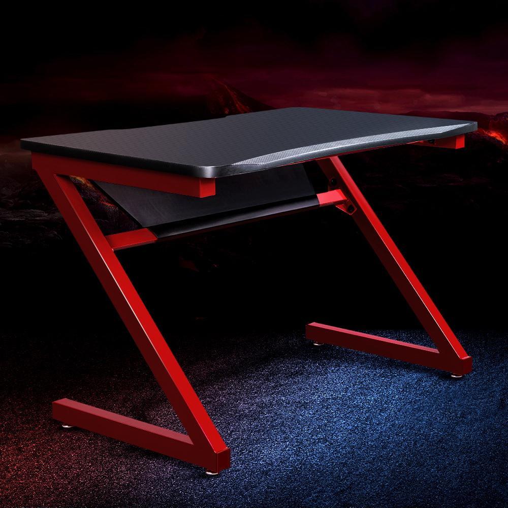 Artiss Carbon Fiber Computer Racer Desks Black Red