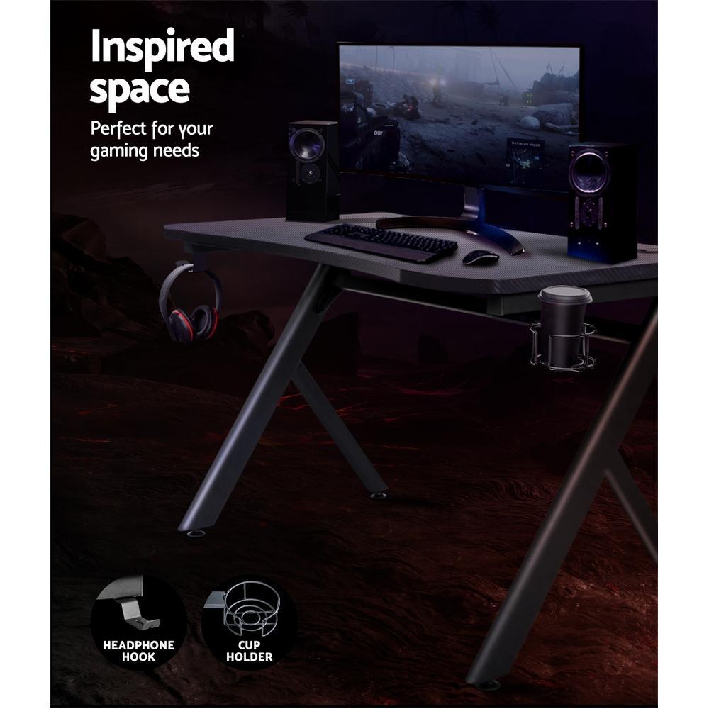 Artiss Carbon Fibre Office Gaming Desk Black