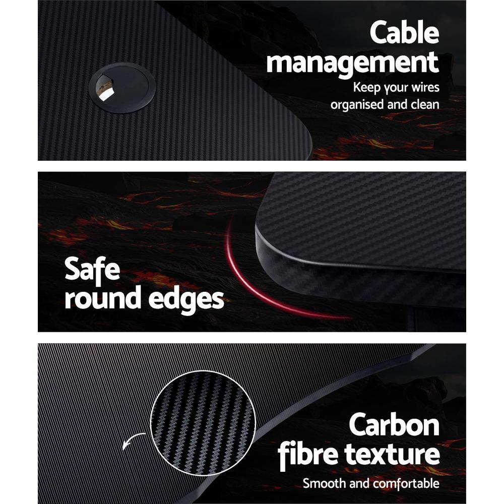 Artiss Carbon Fibre Office Gaming Desk Black