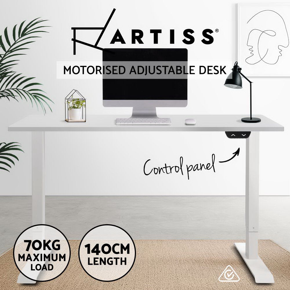 Artiss Standing Desk Height Adjustable Sit Stand Laptop Computer Table Motorised Electric Frame Riser 140cm