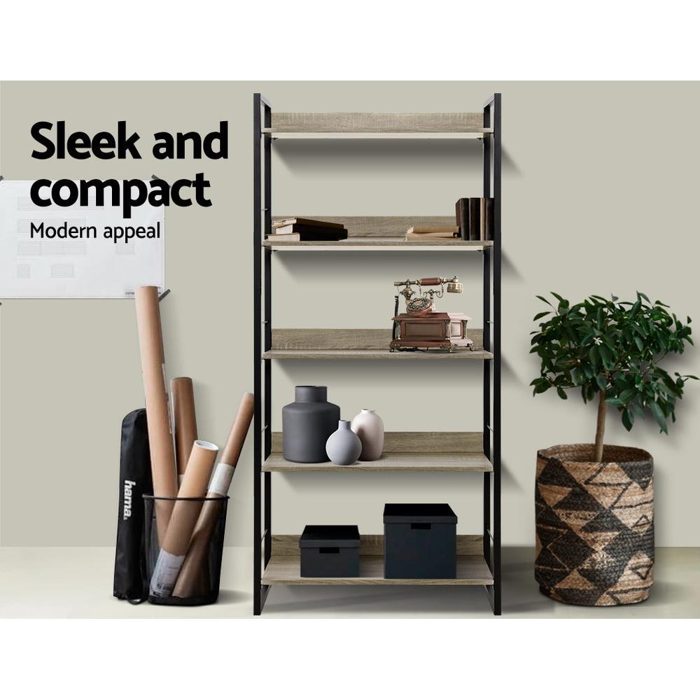 Artiss Wooden Metal Shelves Display Black Shelves