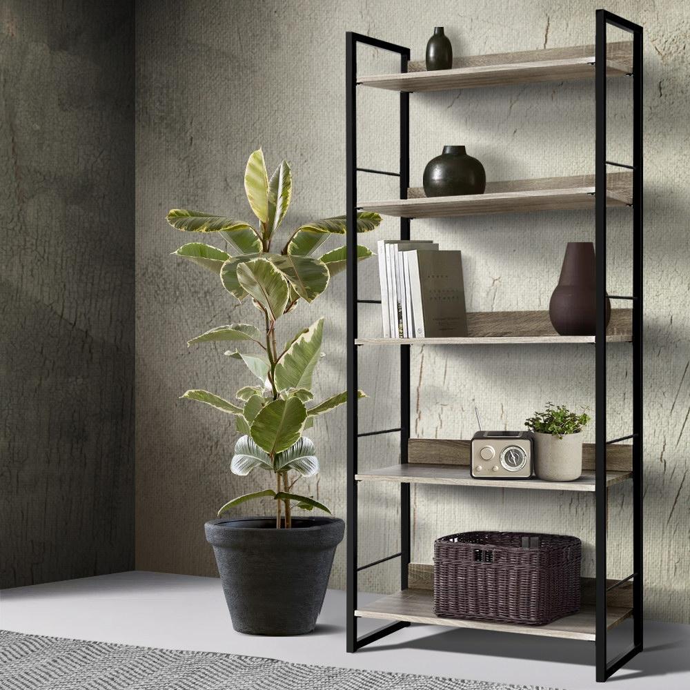 Artiss Wooden Metal Shelves Display Black Shelves