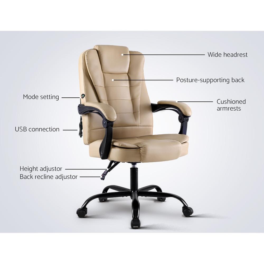 Artiss Massage Massage Gaming Office Khaki Chair